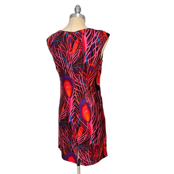 Anthropologie Milly Peacock Print Silk Dress Shift Cocktail size 2 XS - Picture 4 of 6